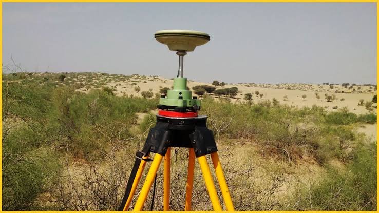 DGPS equipment set up on open land